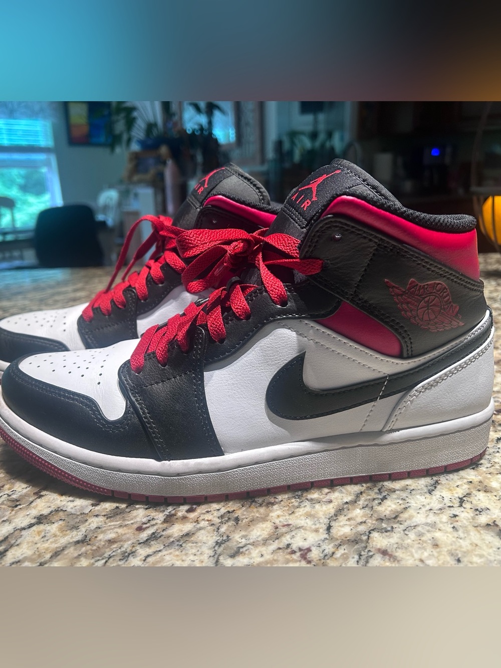 Nike Air Jordan Mid-Top Sneakers - Black/White/Red